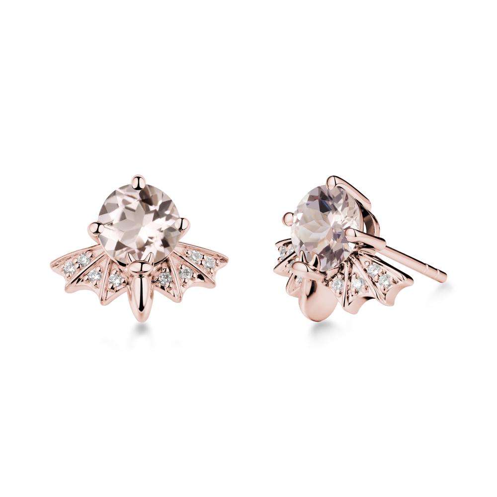 Round Cut Morganite Bat Earrings - LUO Jewelry #metal_18k rose gold