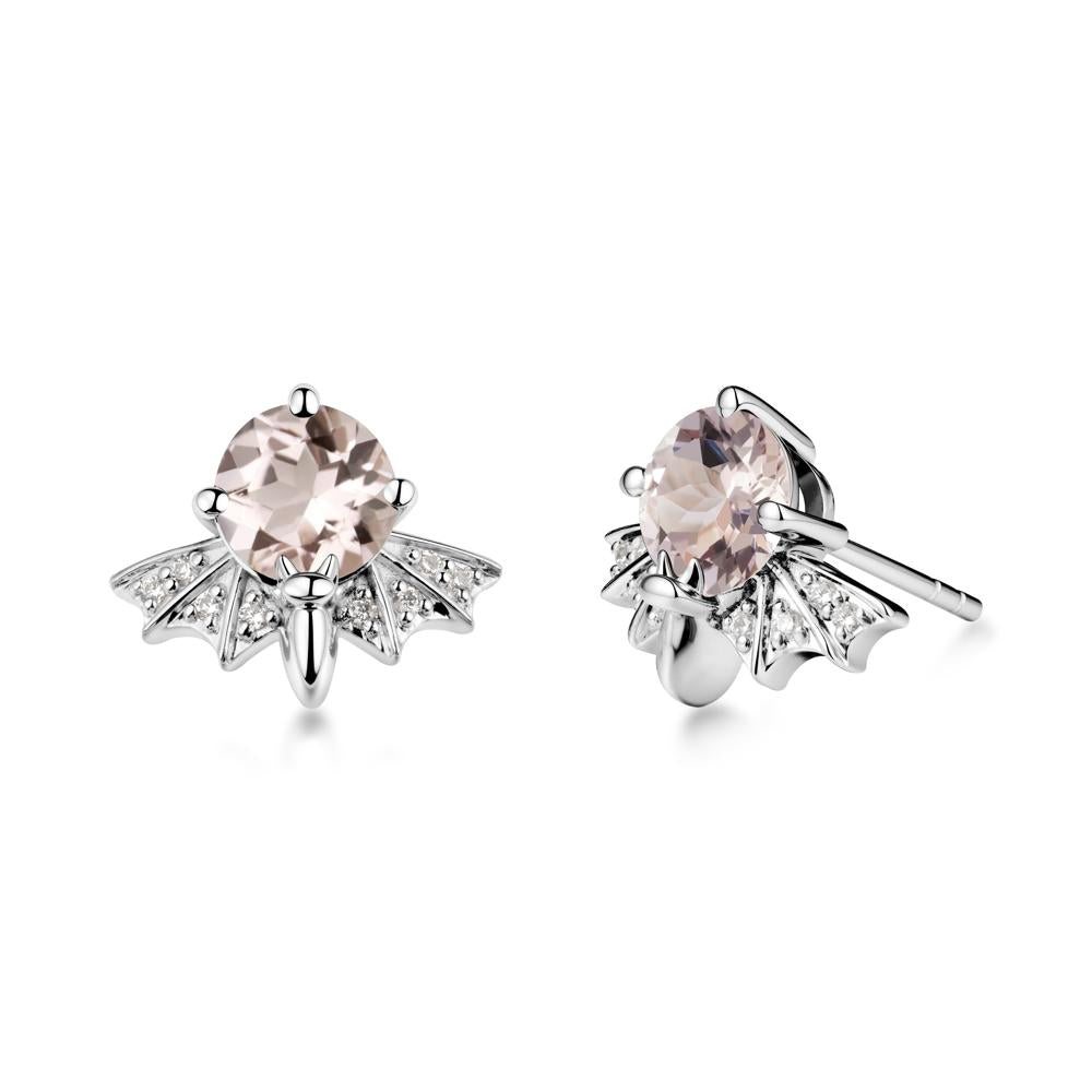 Round Cut Morganite Bat Earrings - LUO Jewelry #metal_sterling silver