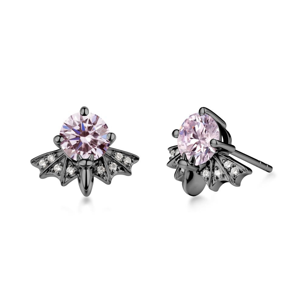 Gothic Bat Pink Cubic Zirconia Earrings - LUO Jewelry #metal_black finish sterling silver