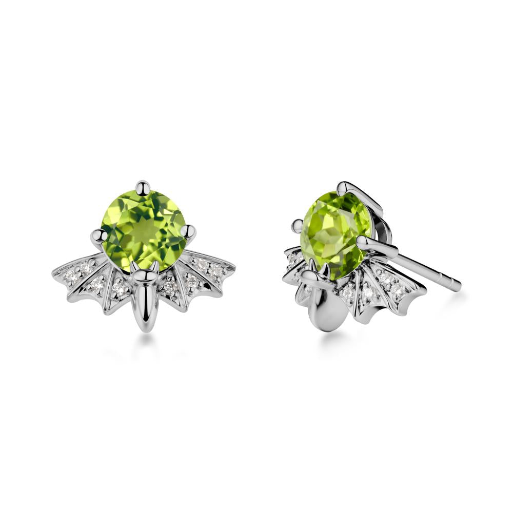 Round Cut Peridot Bat Earrings - LUO Jewelry #metal_platinum