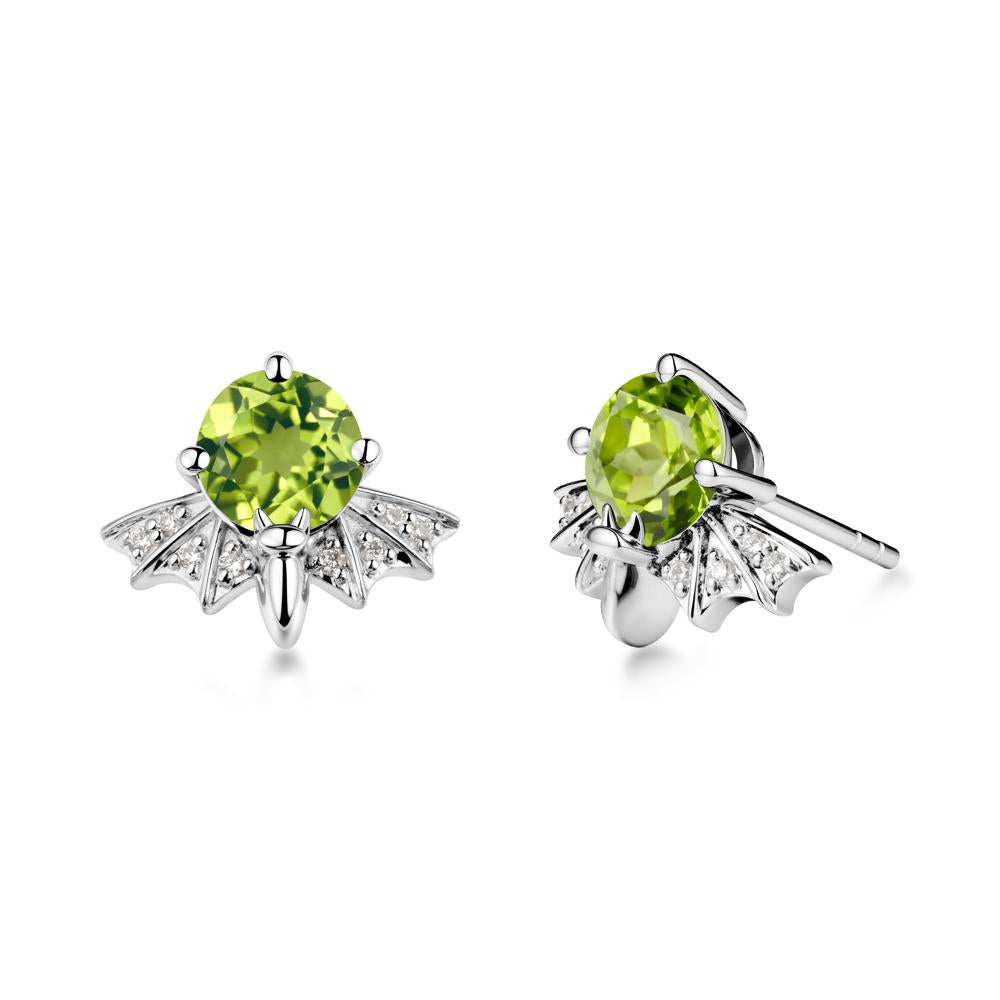 Round Cut Peridot Bat Earrings - LUO Jewelry #metal_sterling silver