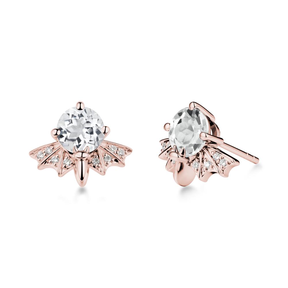 Gothic Bat White Topaz Earrings - LUO Jewelry #metal_18k rose gold