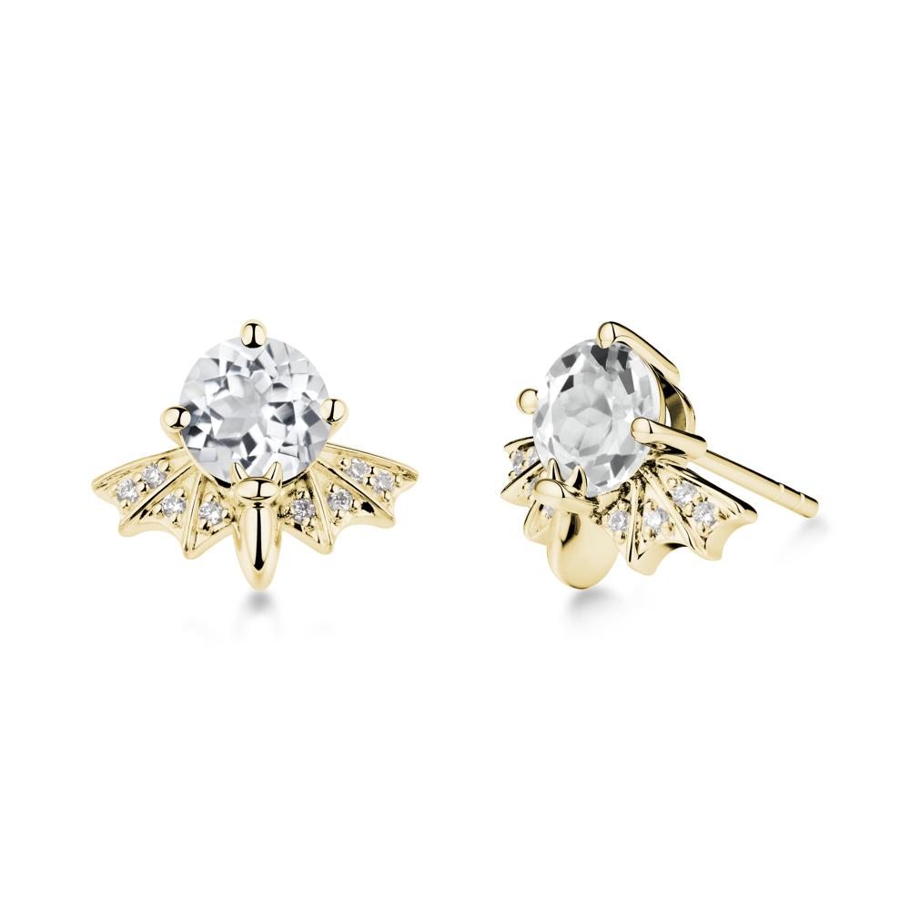 Gothic Bat White Topaz Earrings - LUO Jewelry #metal_18k yellow gold