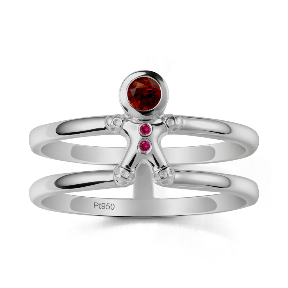 Double Band Round Garnet and Ruby Ring - LUO Jewelry #metal_platinum