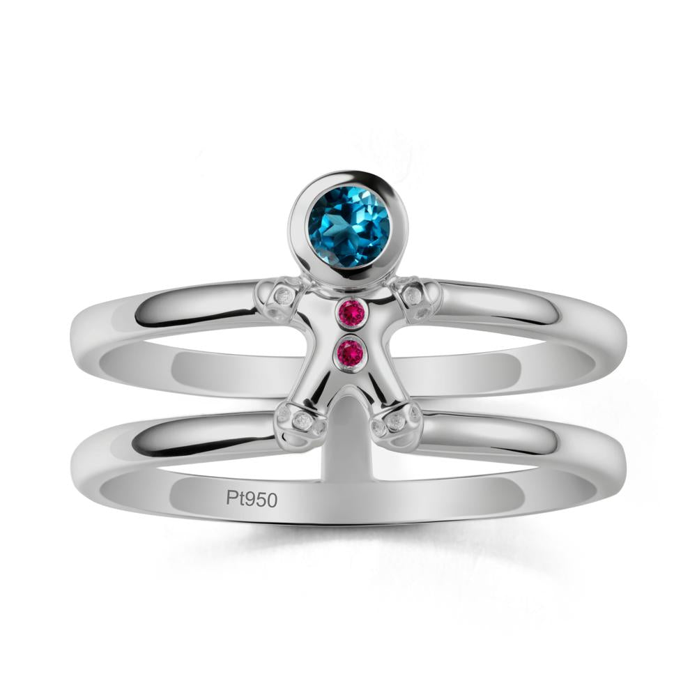 Bezel Setting Round London Blue Topaz and Ruby Ring - LUO Jewelry #metal_platinum