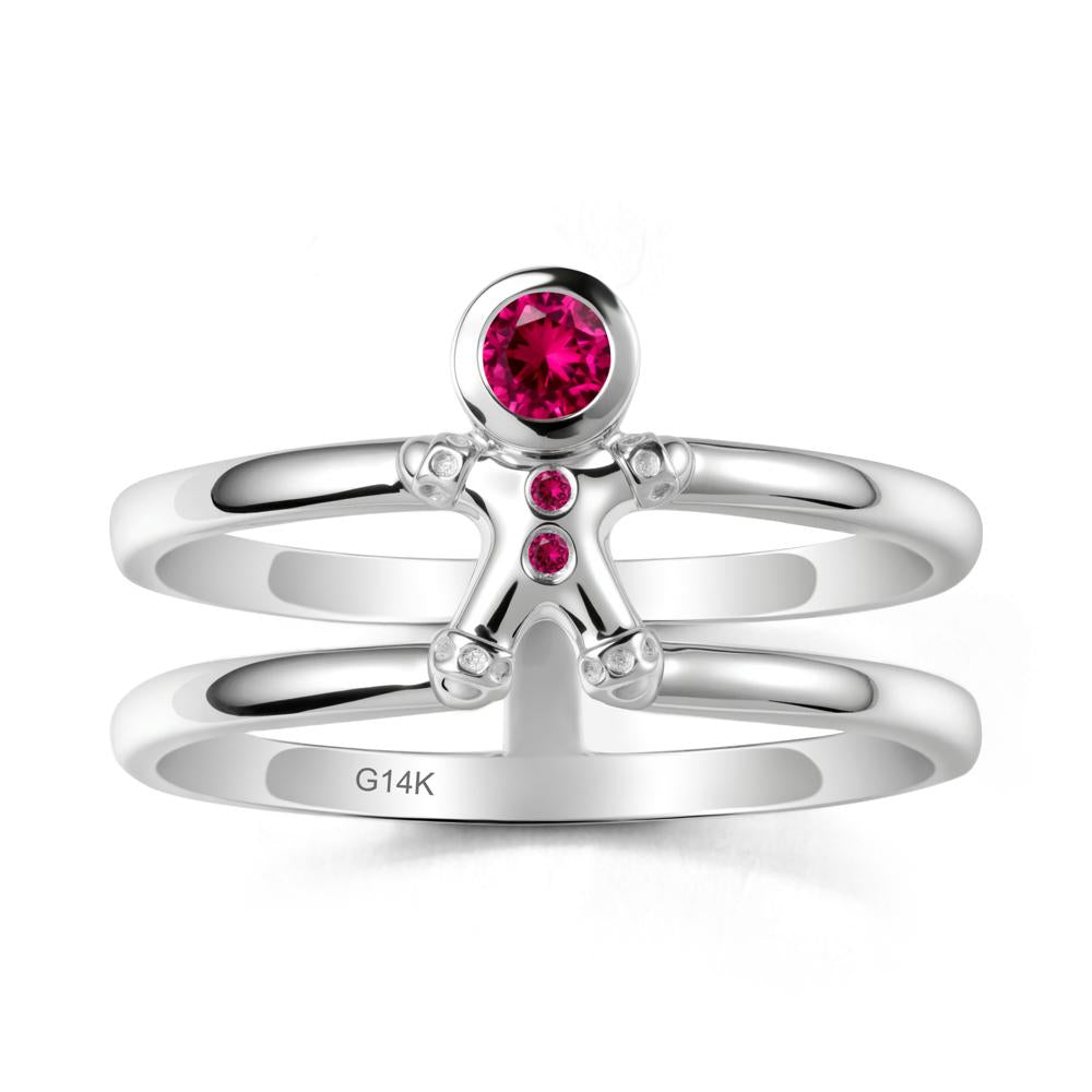 Chrismas Ruby Ring-Gingerbread Man - LUO Jewelry #metal_14k white gold