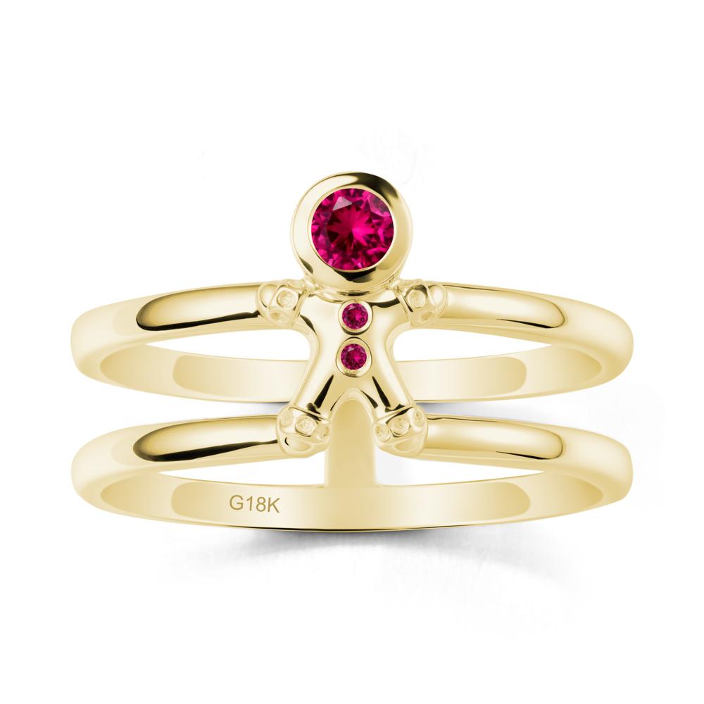 Chrismas Ruby Ring-Gingerbread Man - LUO Jewelry #metal_18k yellow gold