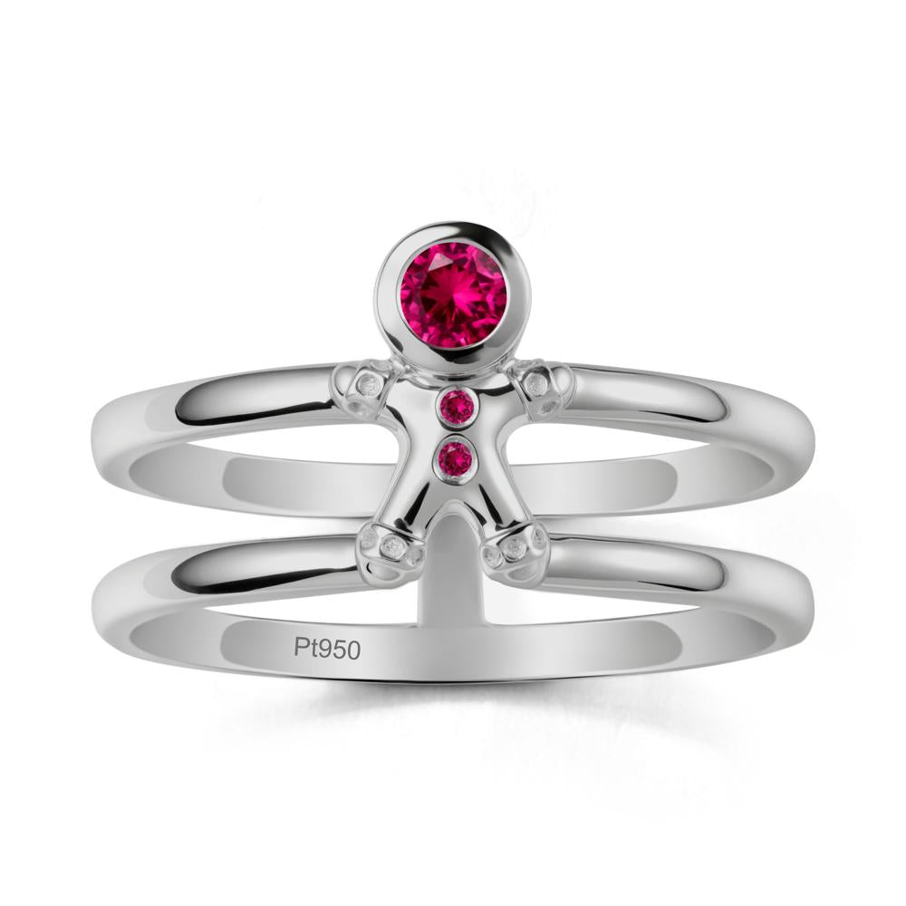 Chrismas Ruby Ring-Gingerbread Man - LUO Jewelry #metal_platinum