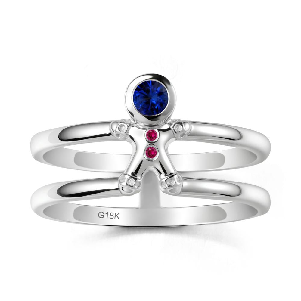 Double Band Round Sapphire and Ruby Ring - LUO Jewelry #metal_18k white gold