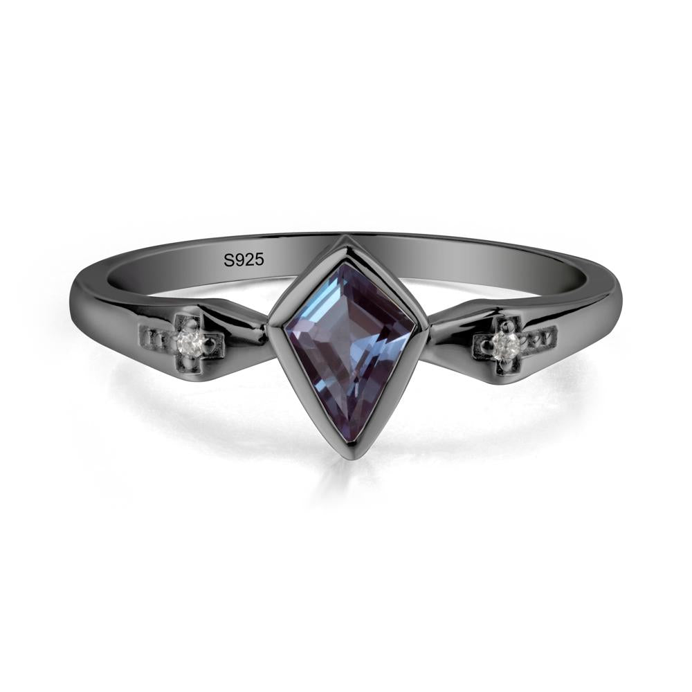 Gothic Kite Shaped Alexandrite Ring - LUO Jewelry #metal_black finish sterling silver