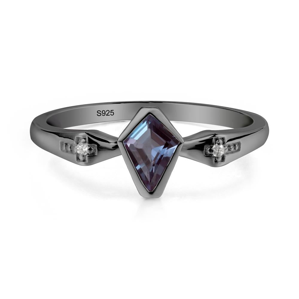 Gothic Kite Shaped Alexandrite Ring - LUO Jewelry #metal_black finish sterling silver