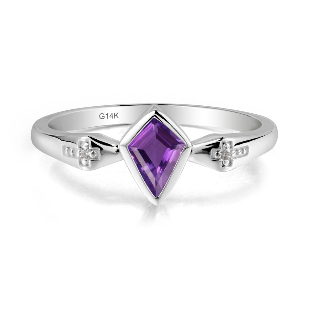 Gothic Kite Shaped Amethyst Cross Ring - LUO Jewelry #metal_14k white gold
