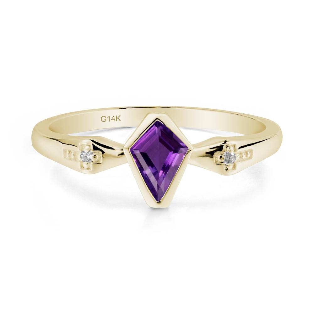 Gothic Kite Shaped Amethyst Cross Ring - LUO Jewelry #metal_14k yellow gold