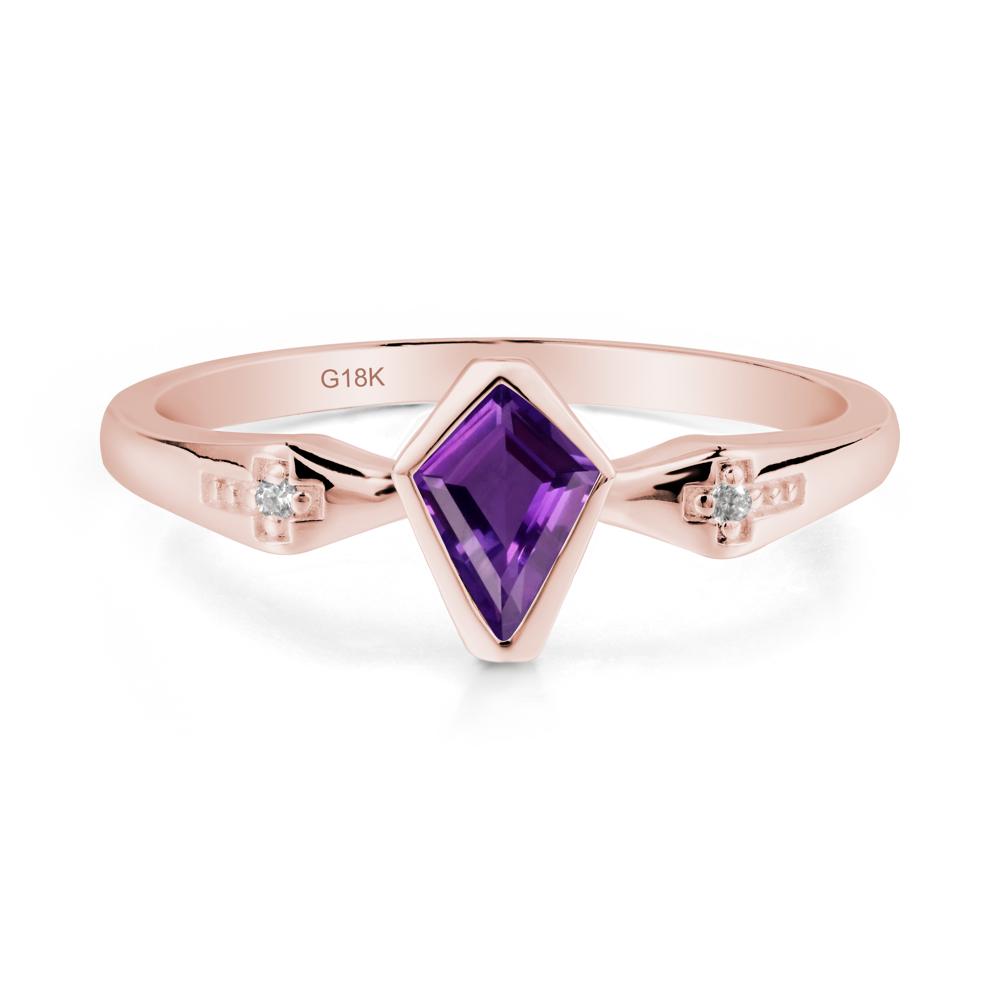 Gothic Kite Shaped Amethyst Cross Ring - LUO Jewelry #metal_18k rose gold