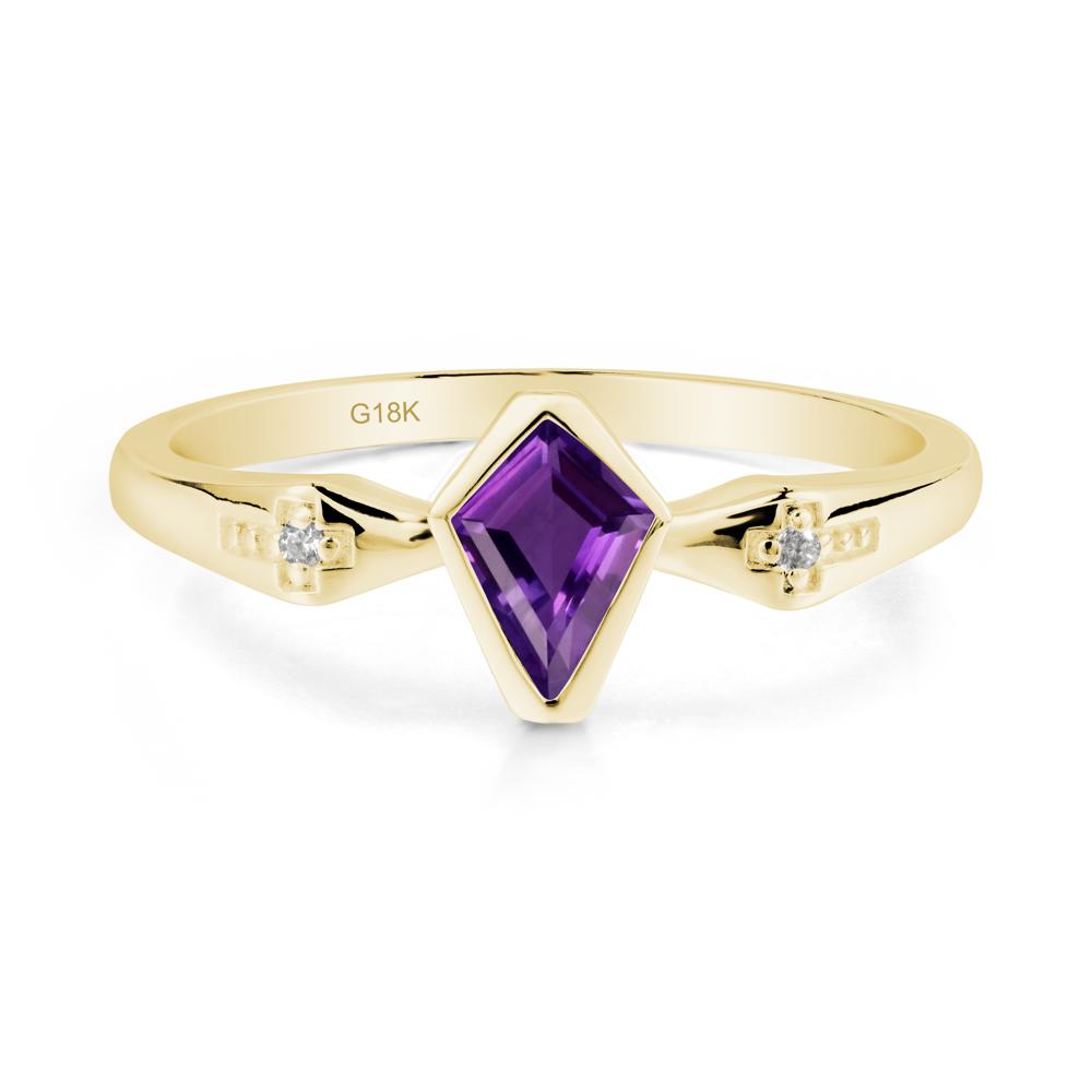 Gothic Kite Shaped Amethyst Cross Ring - LUO Jewelry #metal_18k yellow gold