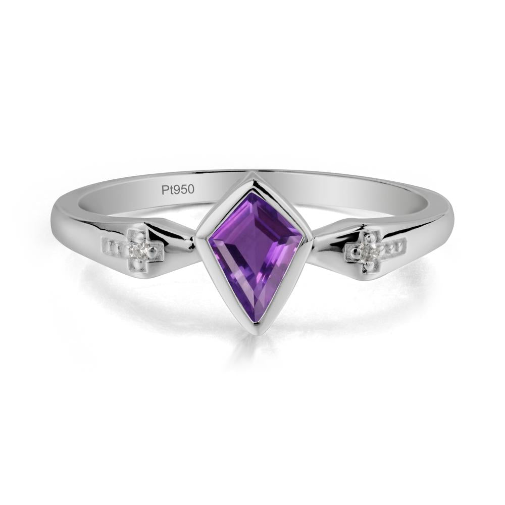 Gothic Kite Shaped Amethyst Cross Ring - LUO Jewelry #metal_platinum