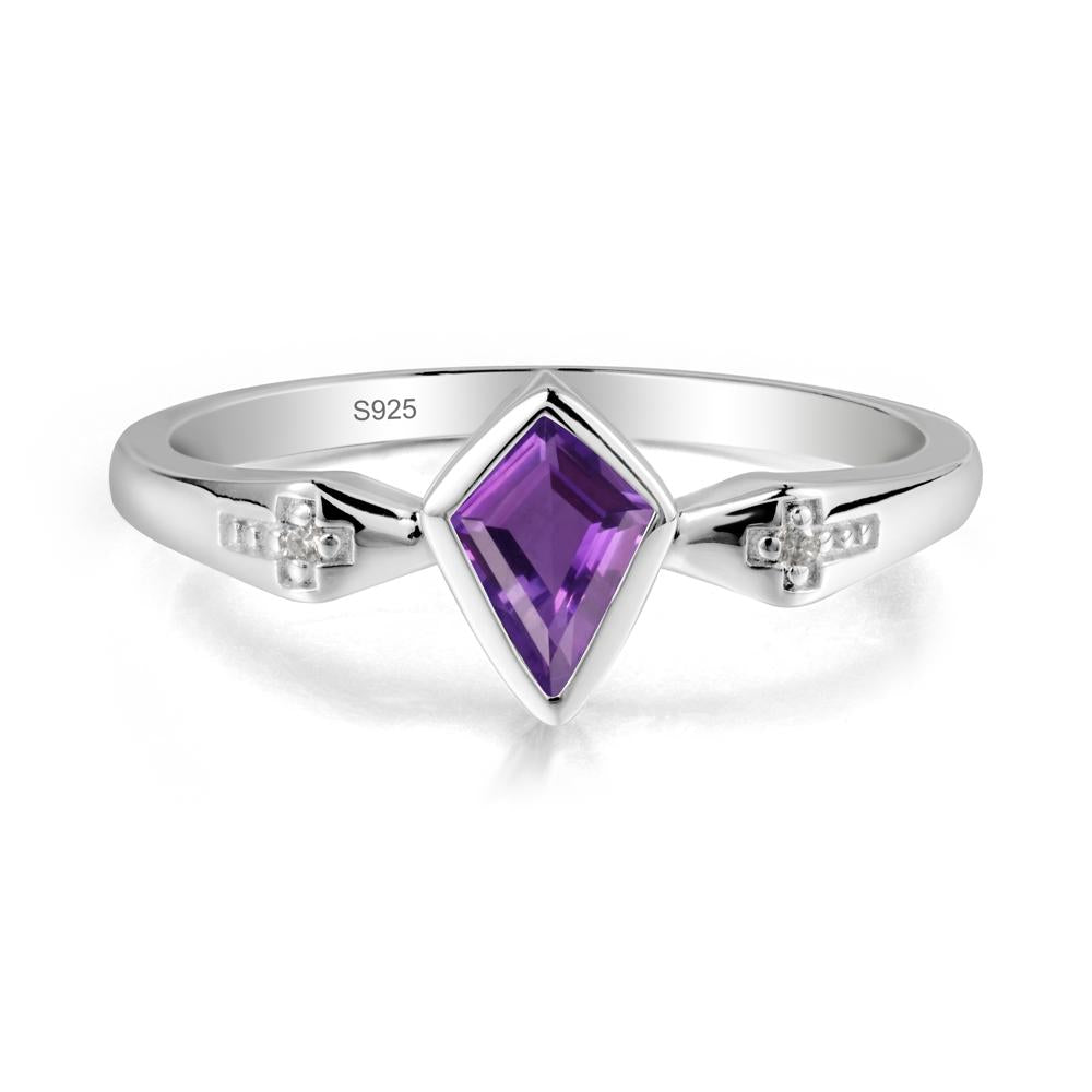 Gothic Kite Shaped Amethyst Cross Ring - LUO Jewelry #metal_sterling silver