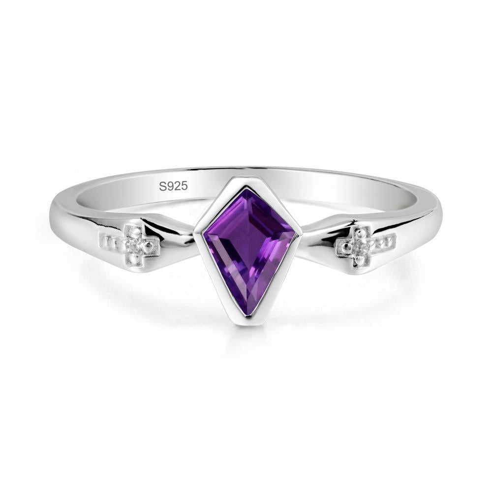 Gothic Kite Shaped Amethyst Cross Ring - LUO Jewelry #metal_sterling silver