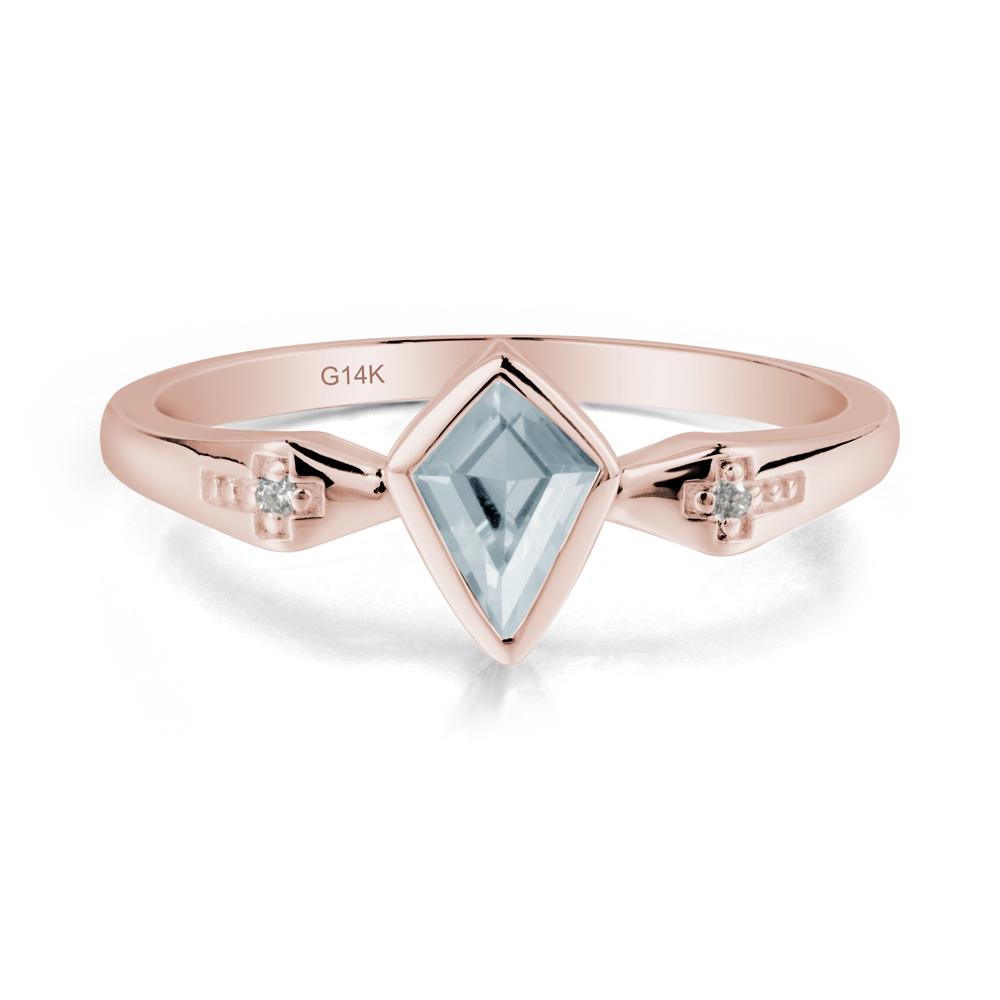Coffin Shaped Bezel Setting Aquamarine Ring - LUO Jewelry #metal_14k rose gold