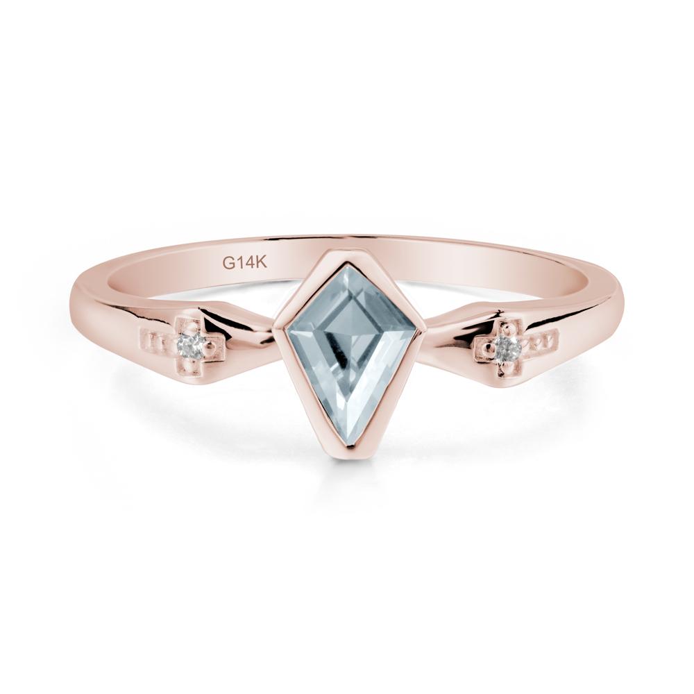 Coffin Shaped Bezel Setting Aquamarine Ring - LUO Jewelry #metal_14k rose gold