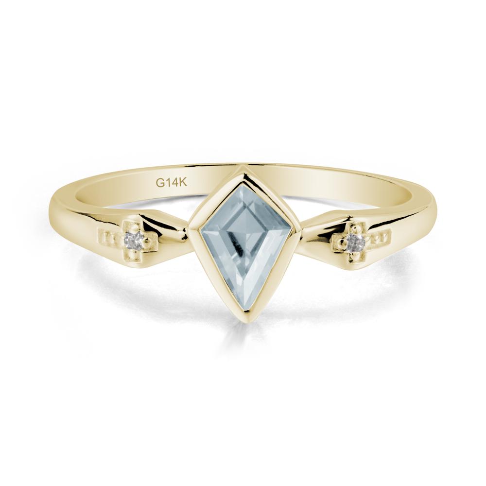 Coffin Shaped Bezel Setting Aquamarine Ring - LUO Jewelry #metal_14k yellow gold