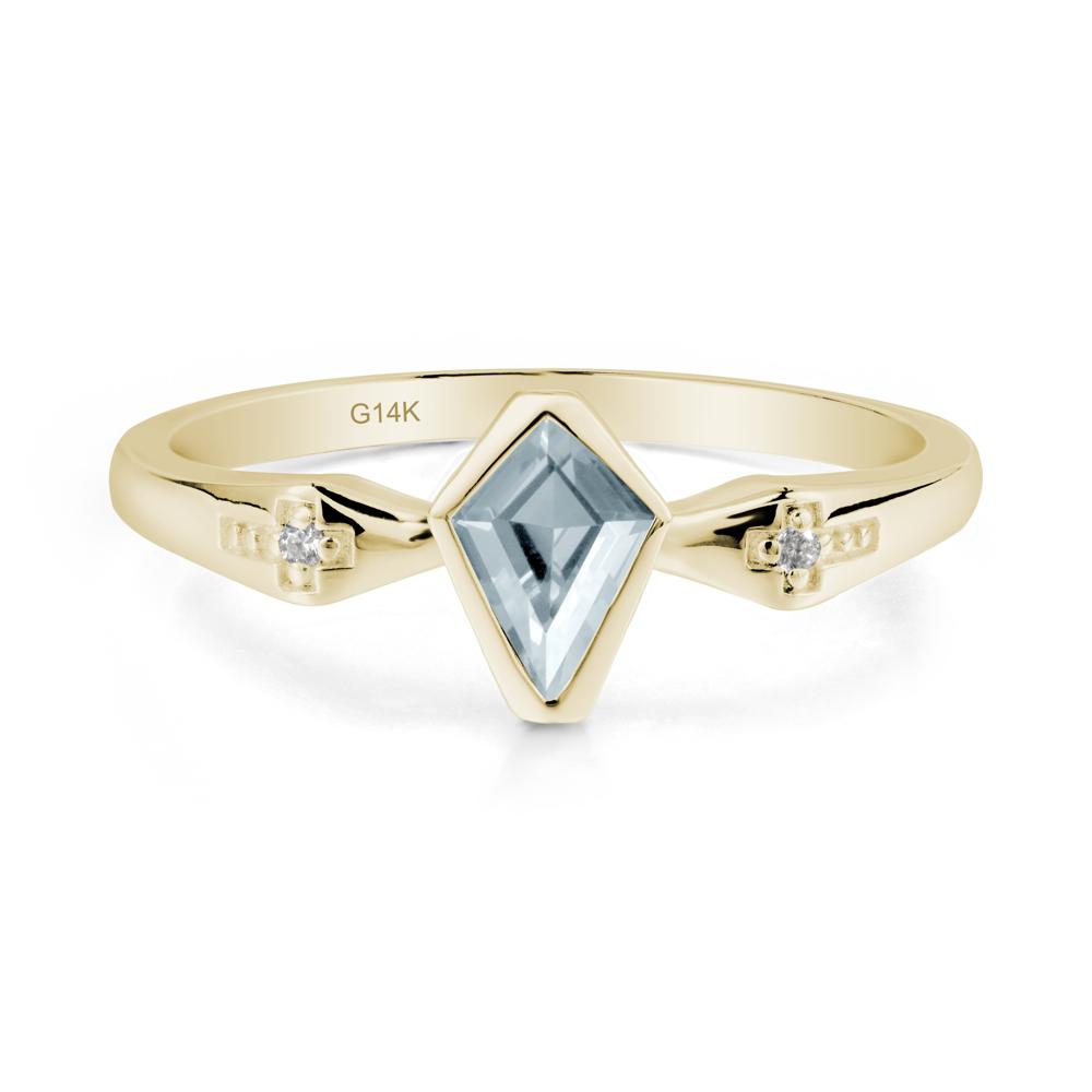 Coffin Shaped Bezel Setting Aquamarine Ring - LUO Jewelry #metal_14k yellow gold