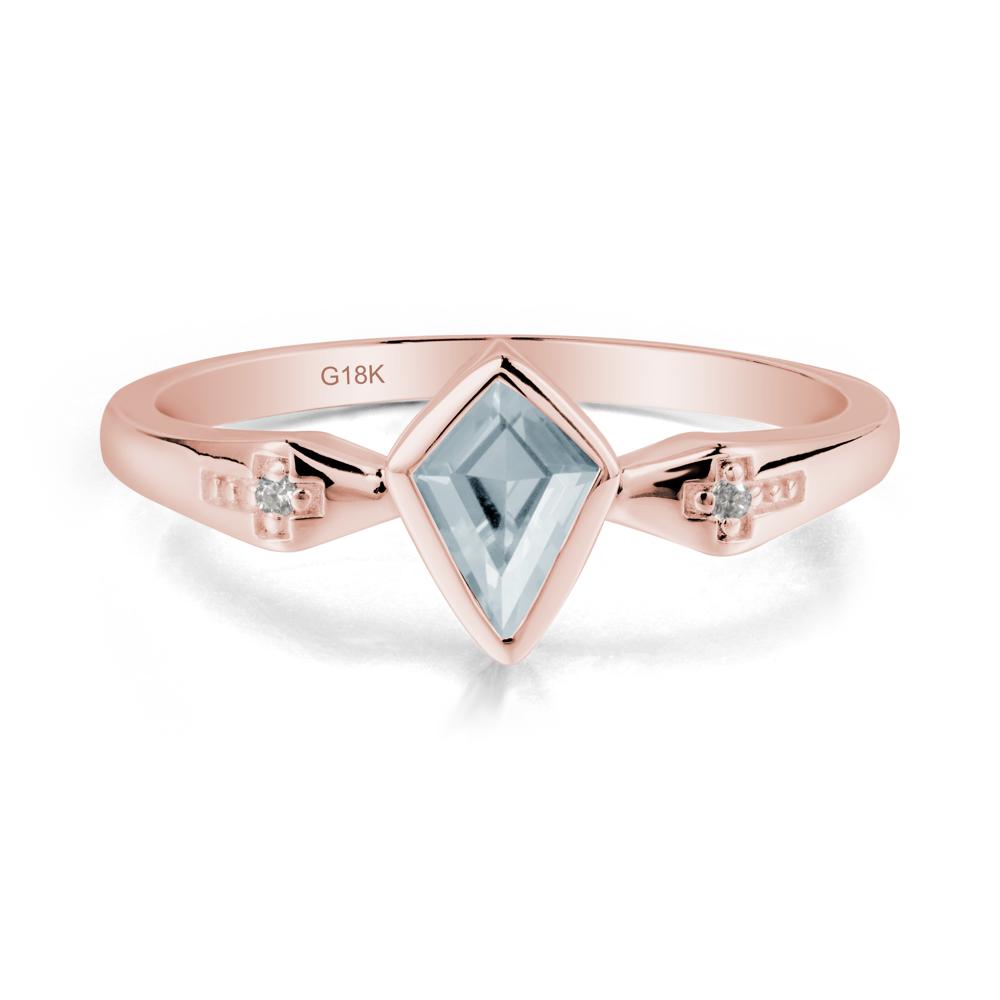Coffin Shaped Bezel Setting Aquamarine Ring - LUO Jewelry #metal_18k rose gold