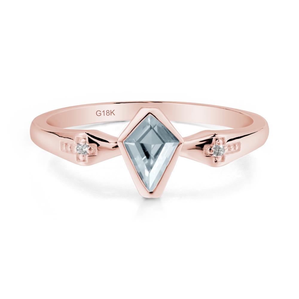 Coffin Shaped Bezel Setting Aquamarine Ring - LUO Jewelry #metal_18k rose gold