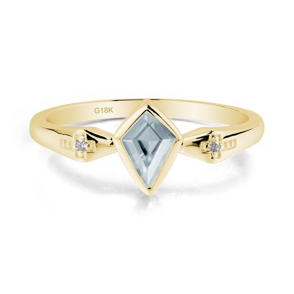 Coffin Shaped Bezel Setting Aquamarine Ring - LUO Jewelry #metal_18k yellow gold