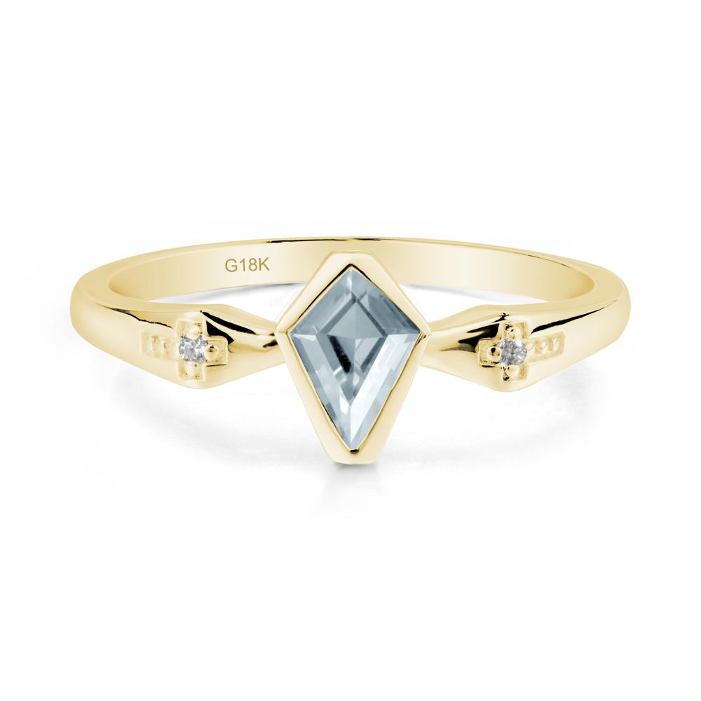 Coffin Shaped Bezel Setting Aquamarine Ring - LUO Jewelry #metal_18k yellow gold