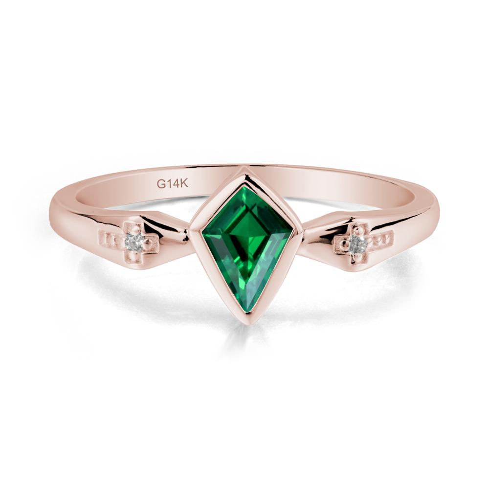 Gothic Kite Shaped Emerald Ring - LUO Jewelry #metal_14k rose gold