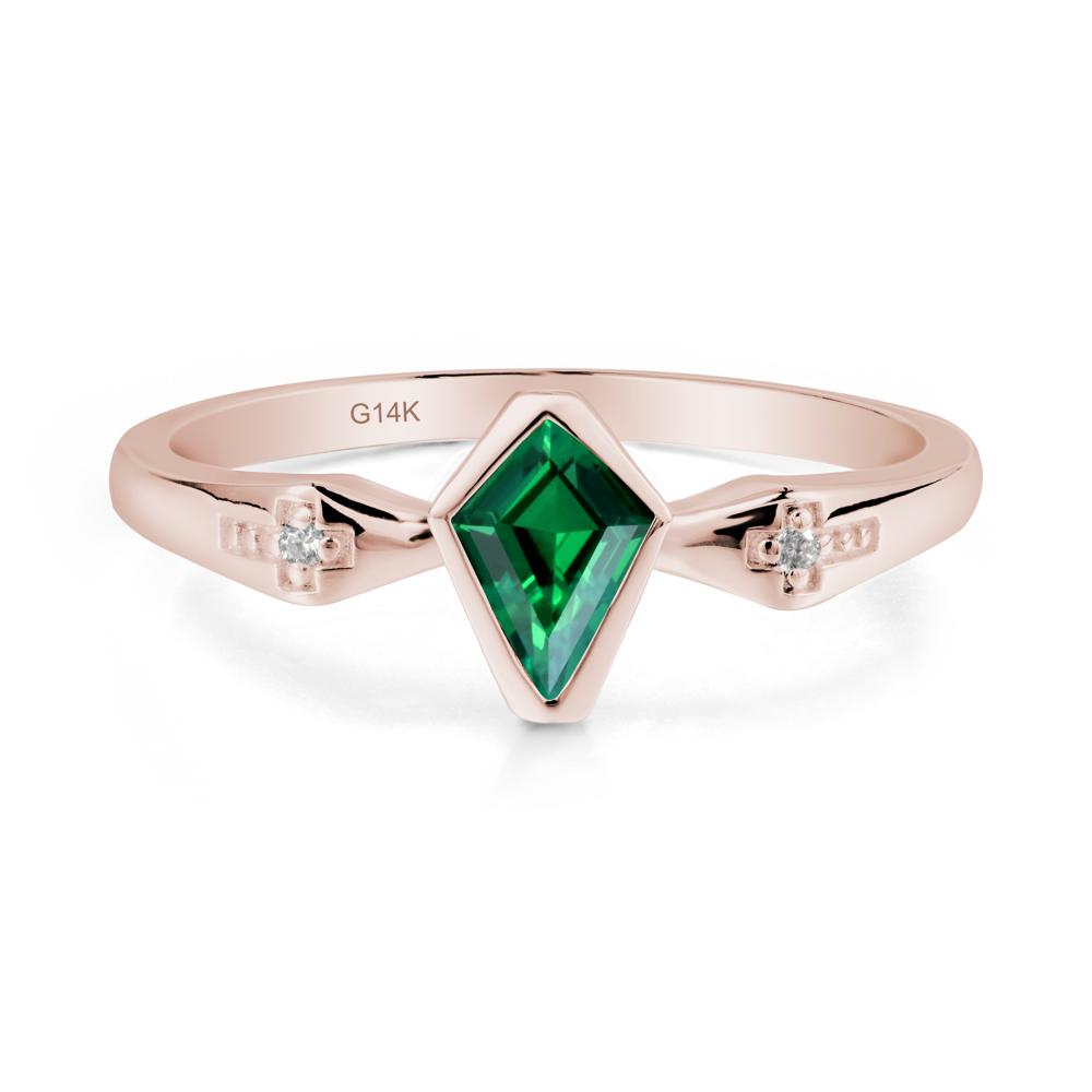 Gothic Kite Shaped Emerald Ring - LUO Jewelry #metal_14k rose gold
