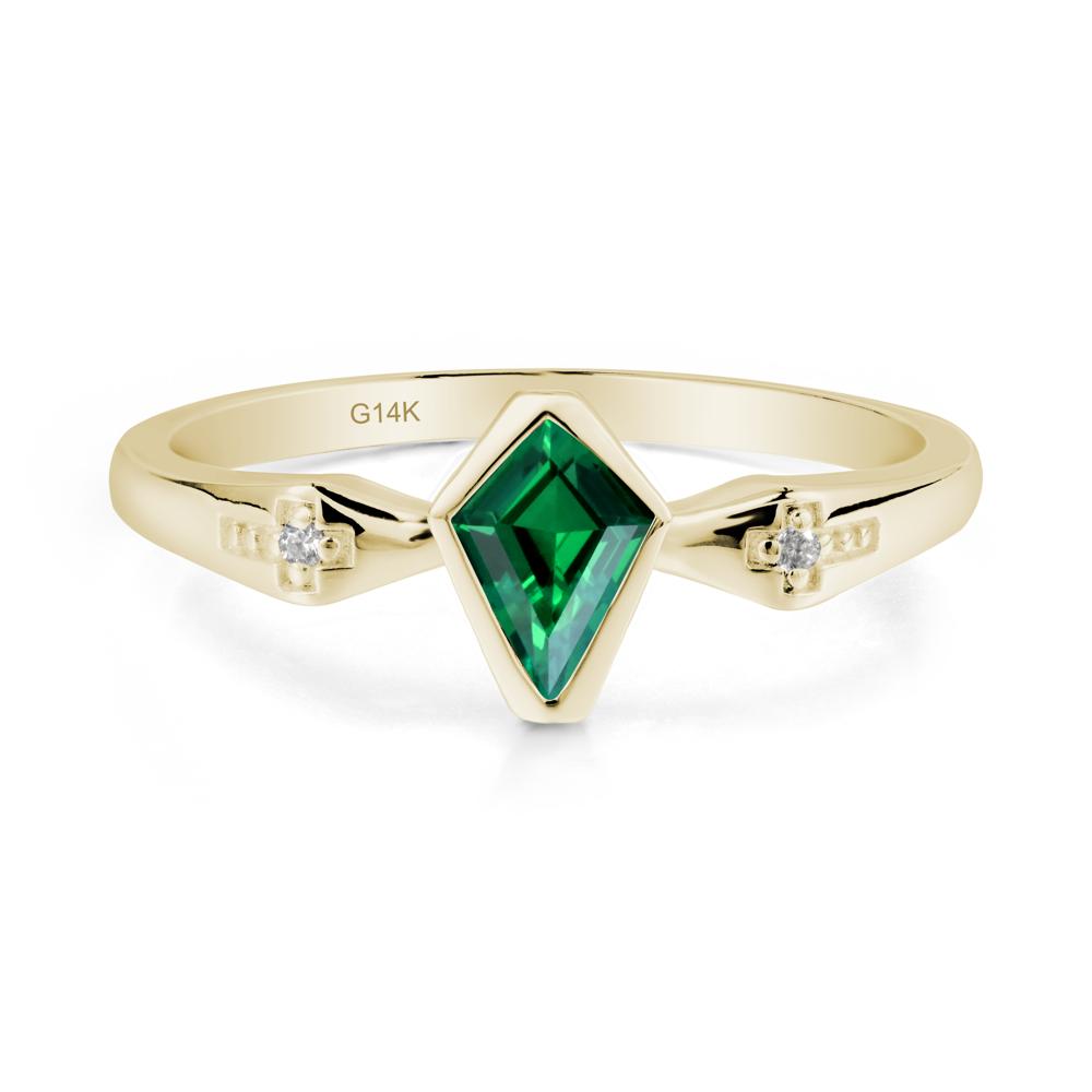 Gothic Kite Shaped Emerald Ring - LUO Jewelry #metal_14k yellow gold