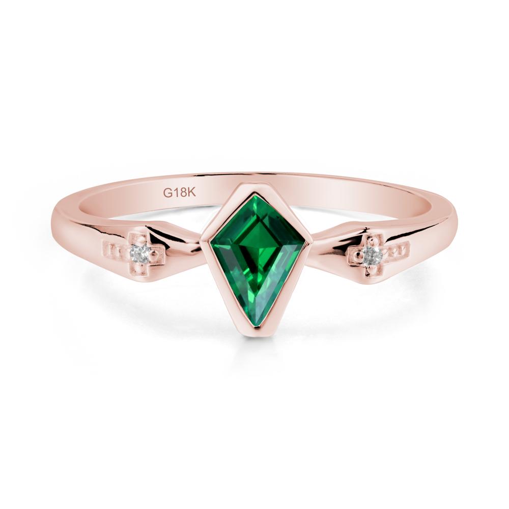 Gothic Kite Shaped Emerald Ring - LUO Jewelry #metal_18k rose gold