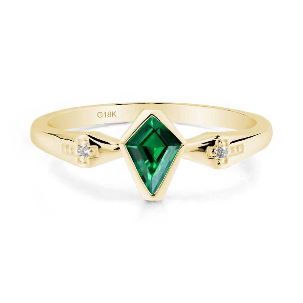 Gothic Kite Shaped Emerald Ring - LUO Jewelry #metal_18k yellow gold