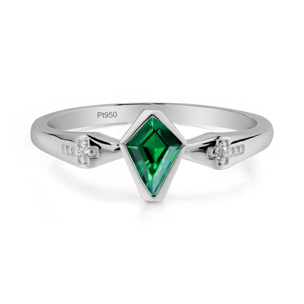 Gothic Kite Shaped Emerald Ring - LUO Jewelry #metal_platinum