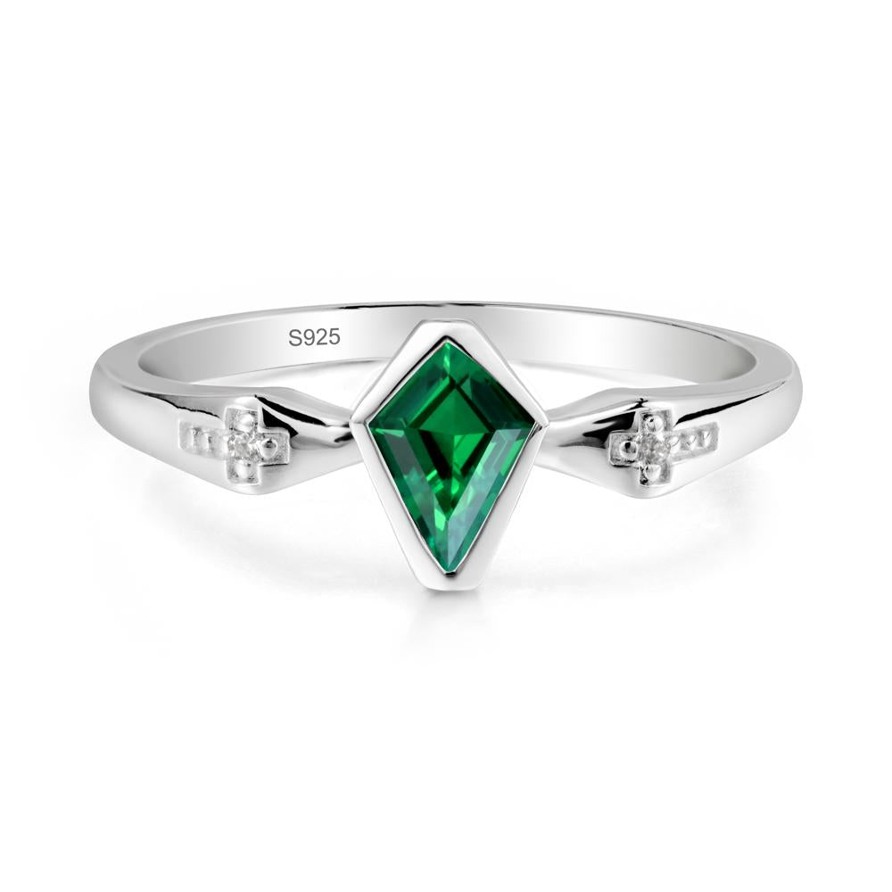 Gothic Kite Shaped Emerald Ring - LUO Jewelry #metal_sterling silver