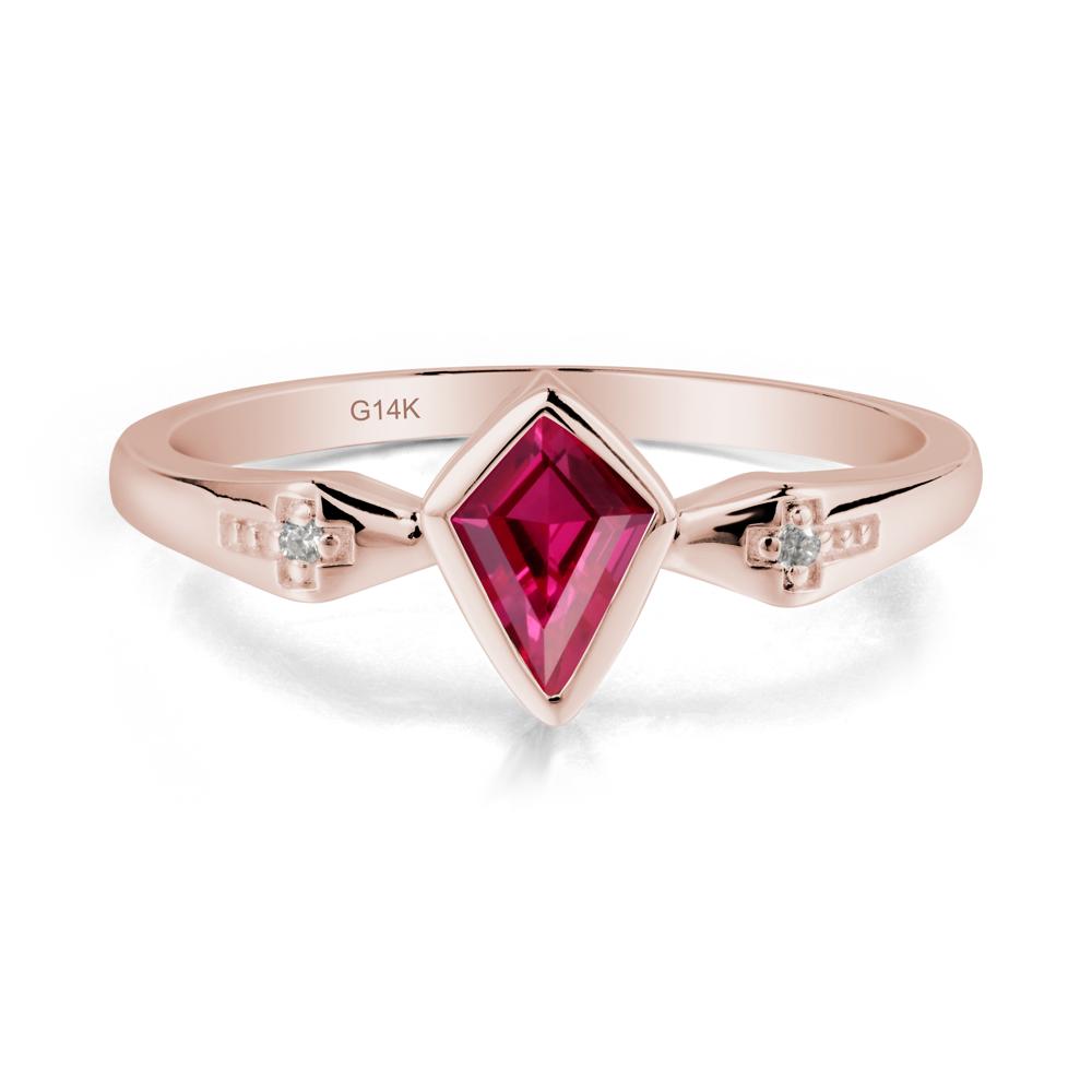Gothic Kite Shaped Ruby Cross Ring - LUO Jewelry #metal_14k rose gold