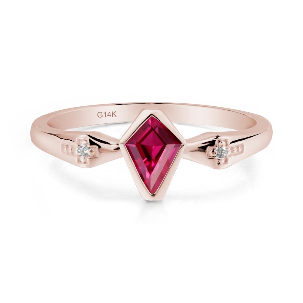 Gothic Kite Shaped Ruby Cross Ring - LUO Jewelry #metal_14k rose gold