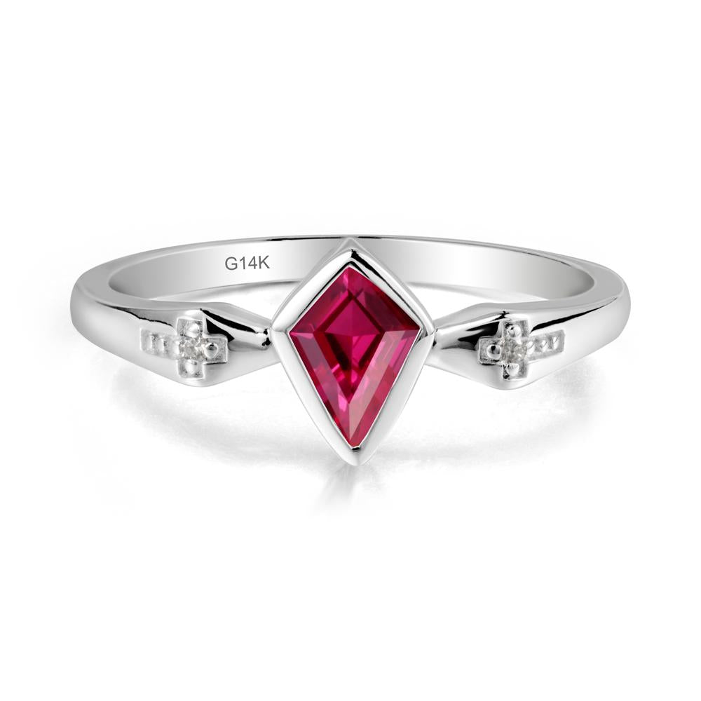 Gothic Kite Shaped Ruby Cross Ring - LUO Jewelry #metal_14k white gold