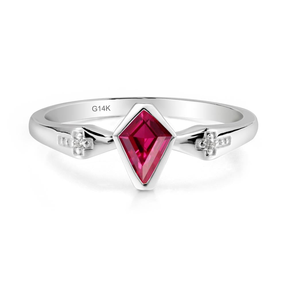 Gothic Kite Shaped Ruby Cross Ring - LUO Jewelry #metal_14k white gold