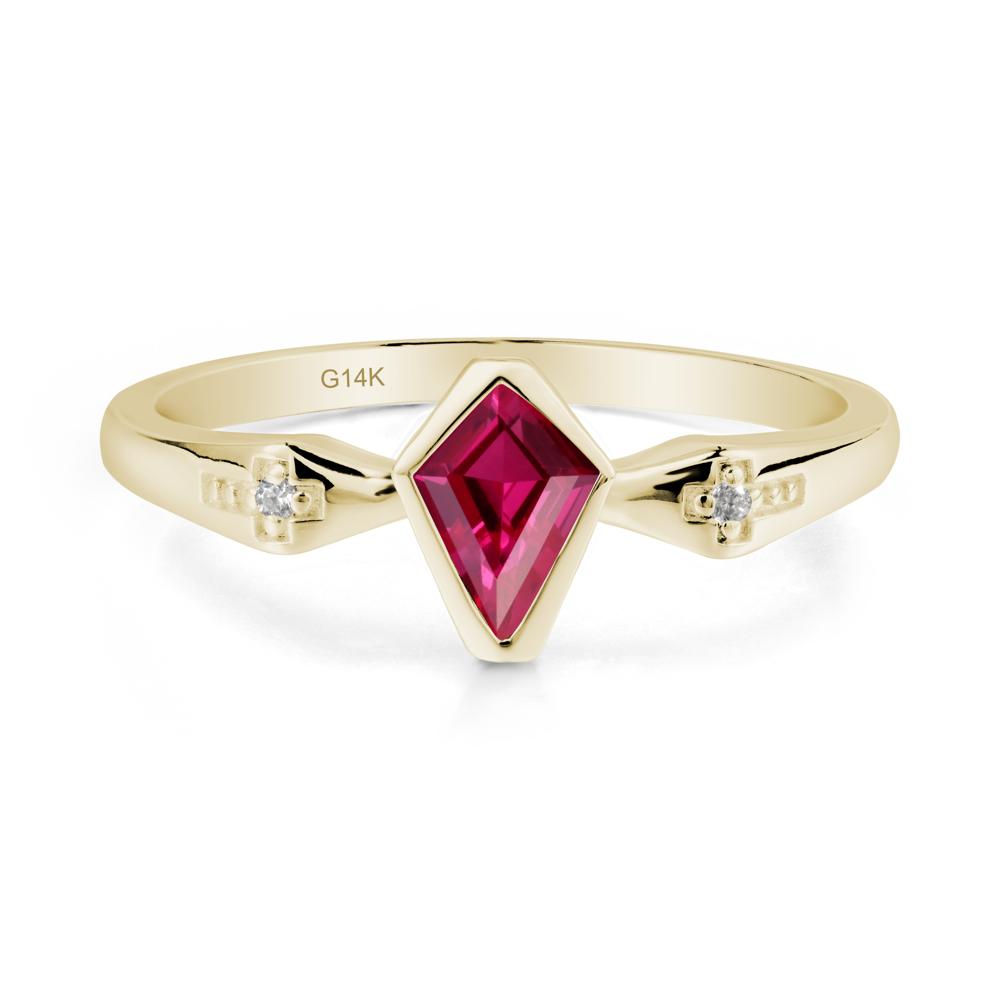 Gothic Kite Shaped Ruby Cross Ring - LUO Jewelry #metal_14k yellow gold
