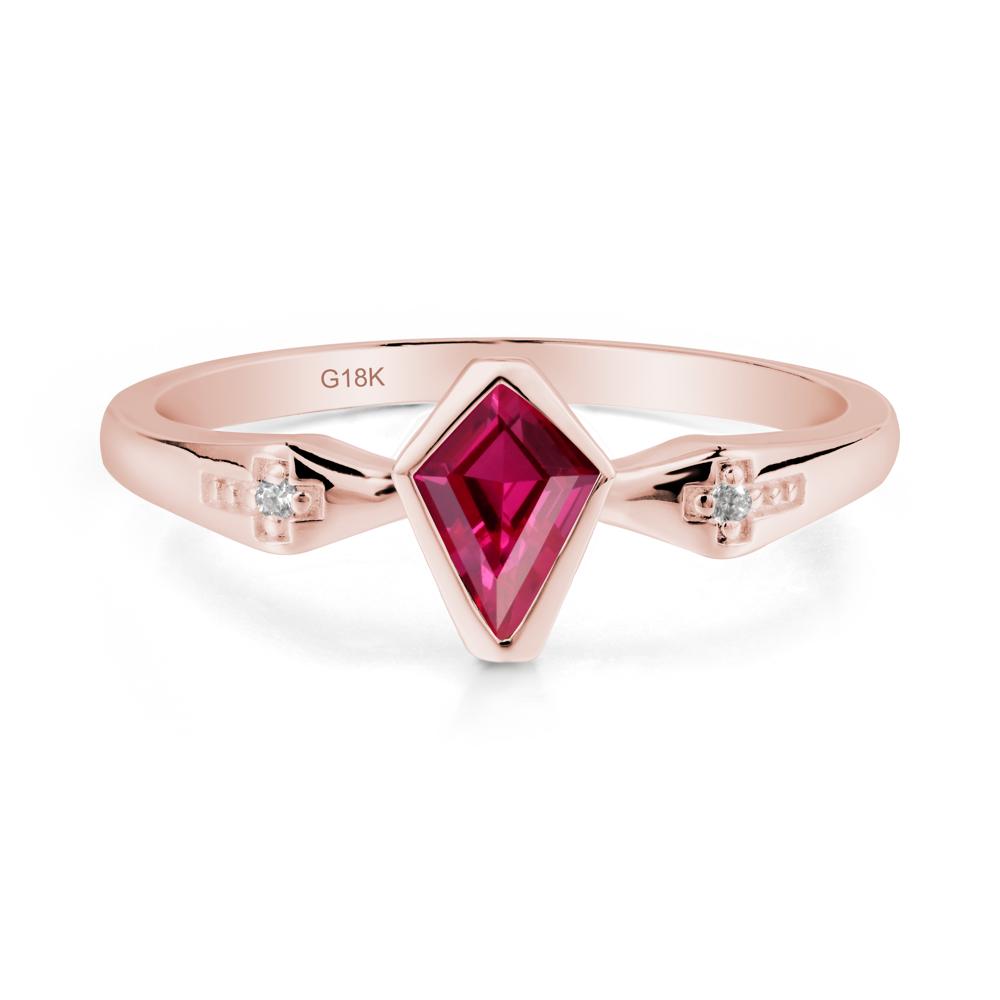 Gothic Kite Shaped Ruby Cross Ring - LUO Jewelry #metal_18k rose gold