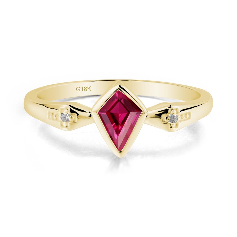 Gothic Kite Shaped Ruby Cross Ring - LUO Jewelry #metal_18k yellow gold