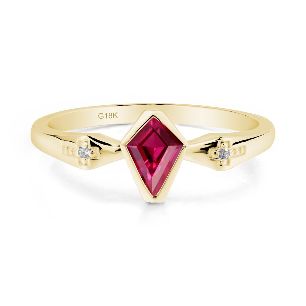 Gothic Kite Shaped Ruby Cross Ring - LUO Jewelry #metal_18k yellow gold