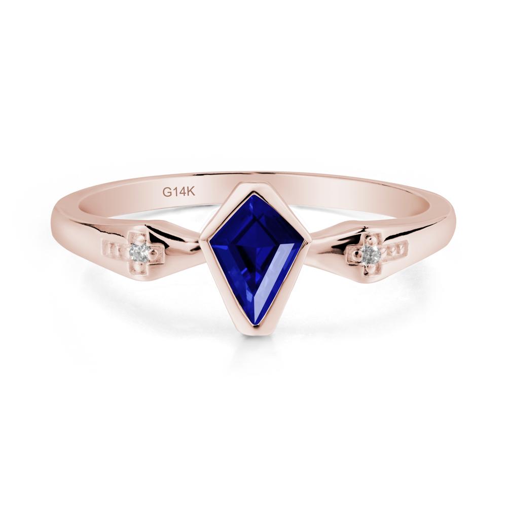 Coffin Shaped Bezel Setting Sapphire Ring - LUO Jewelry #metal_14k rose gold