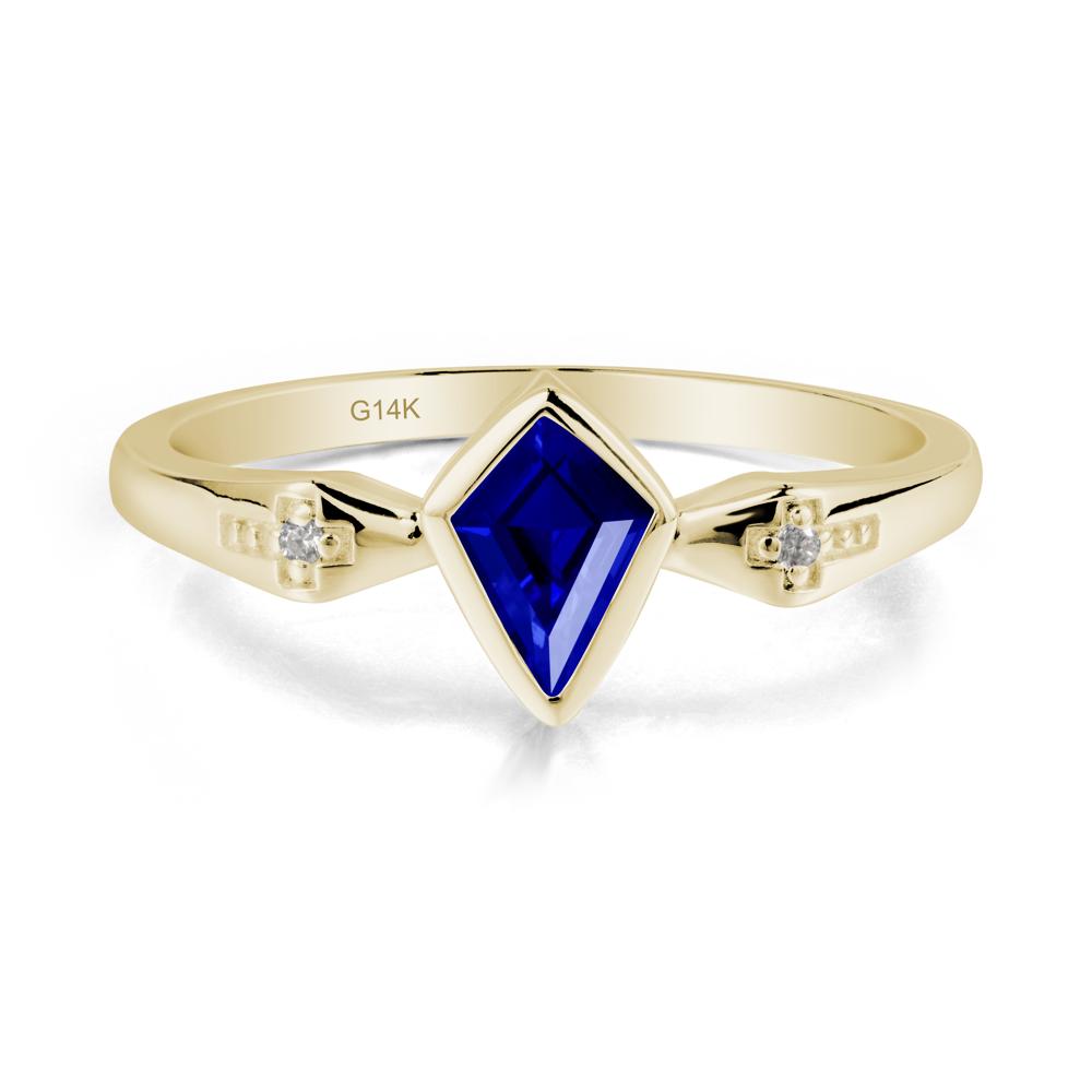 Coffin Shaped Bezel Setting Sapphire Ring - LUO Jewelry #metal_14k yellow gold