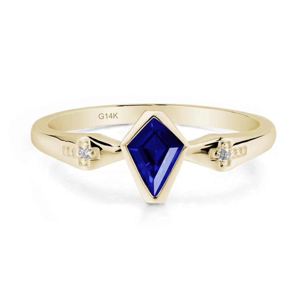 Coffin Shaped Bezel Setting Sapphire Ring - LUO Jewelry #metal_14k yellow gold