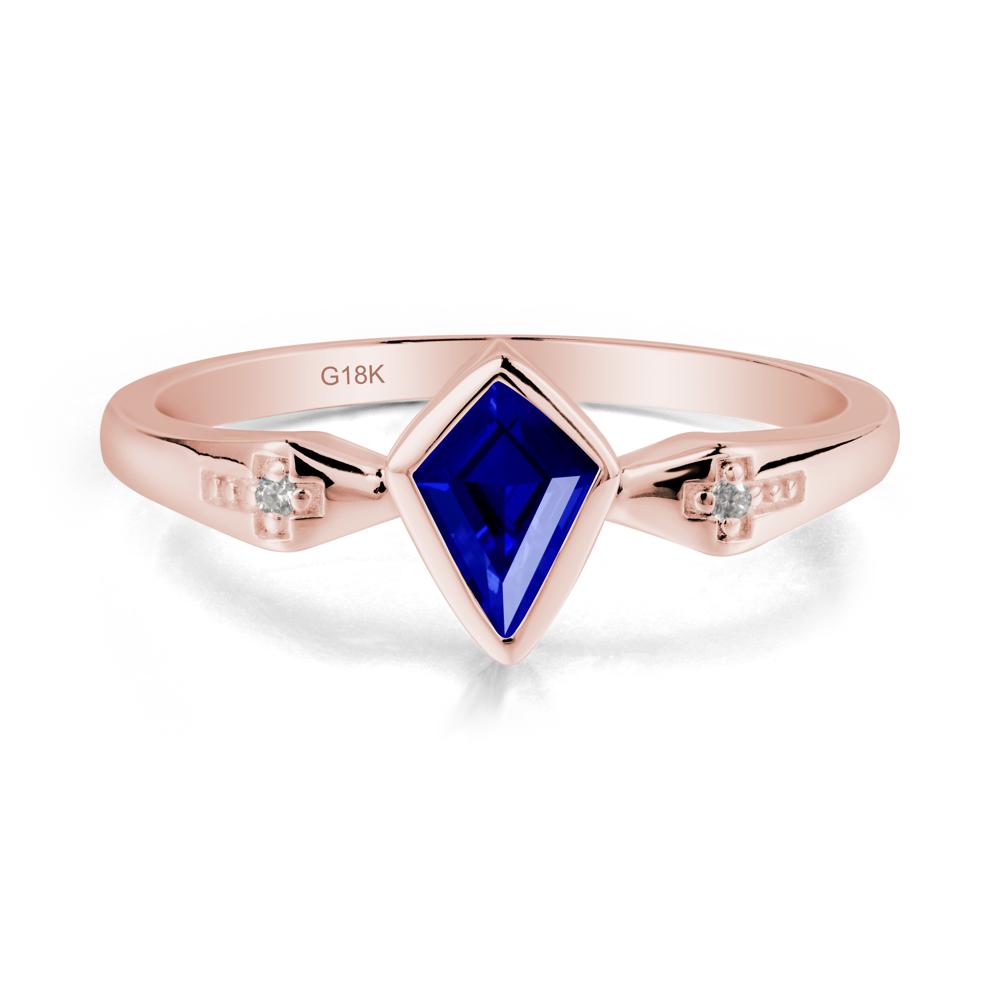 Coffin Shaped Bezel Setting Sapphire Ring - LUO Jewelry #metal_18k rose gold
