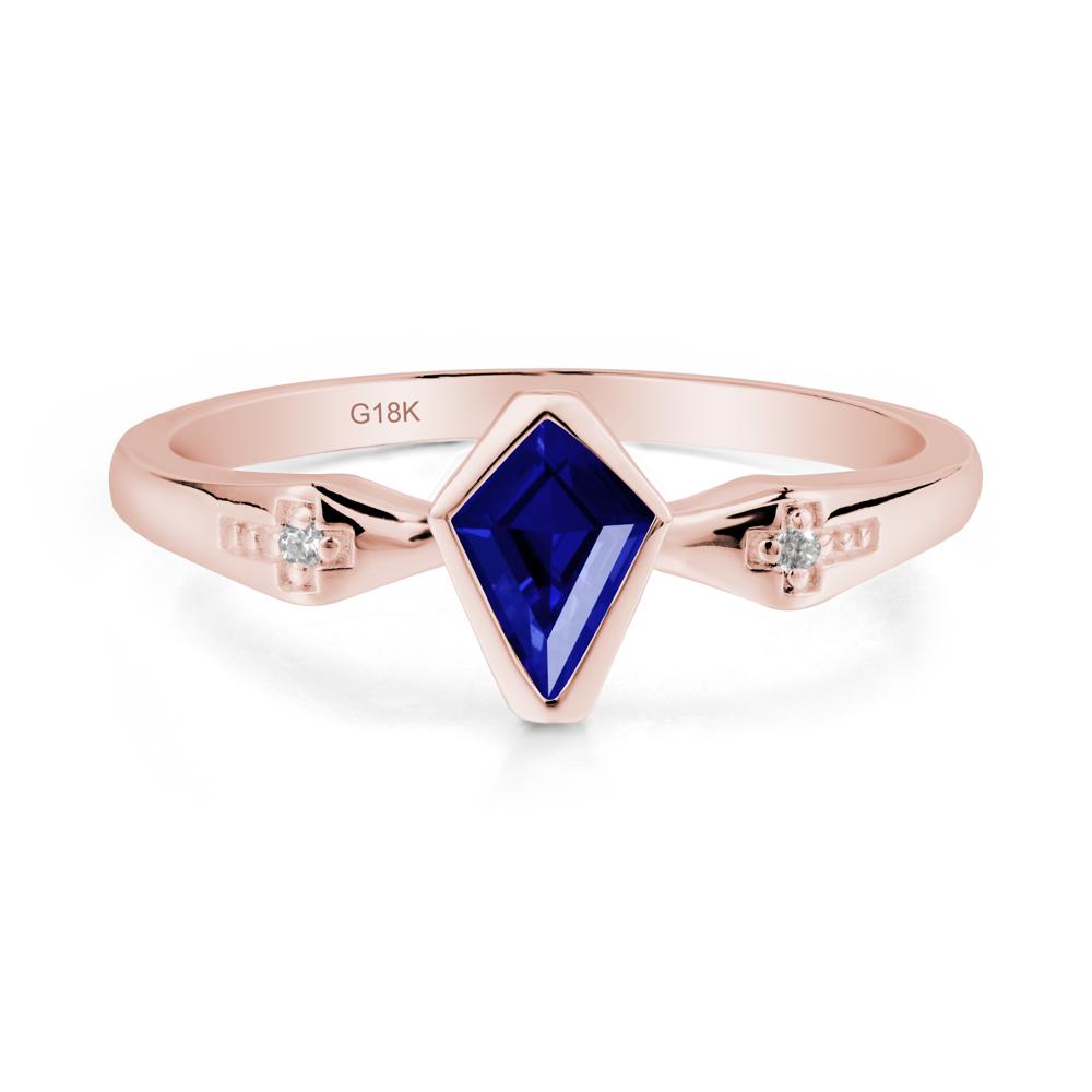 Coffin Shaped Bezel Setting Sapphire Ring - LUO Jewelry #metal_18k rose gold